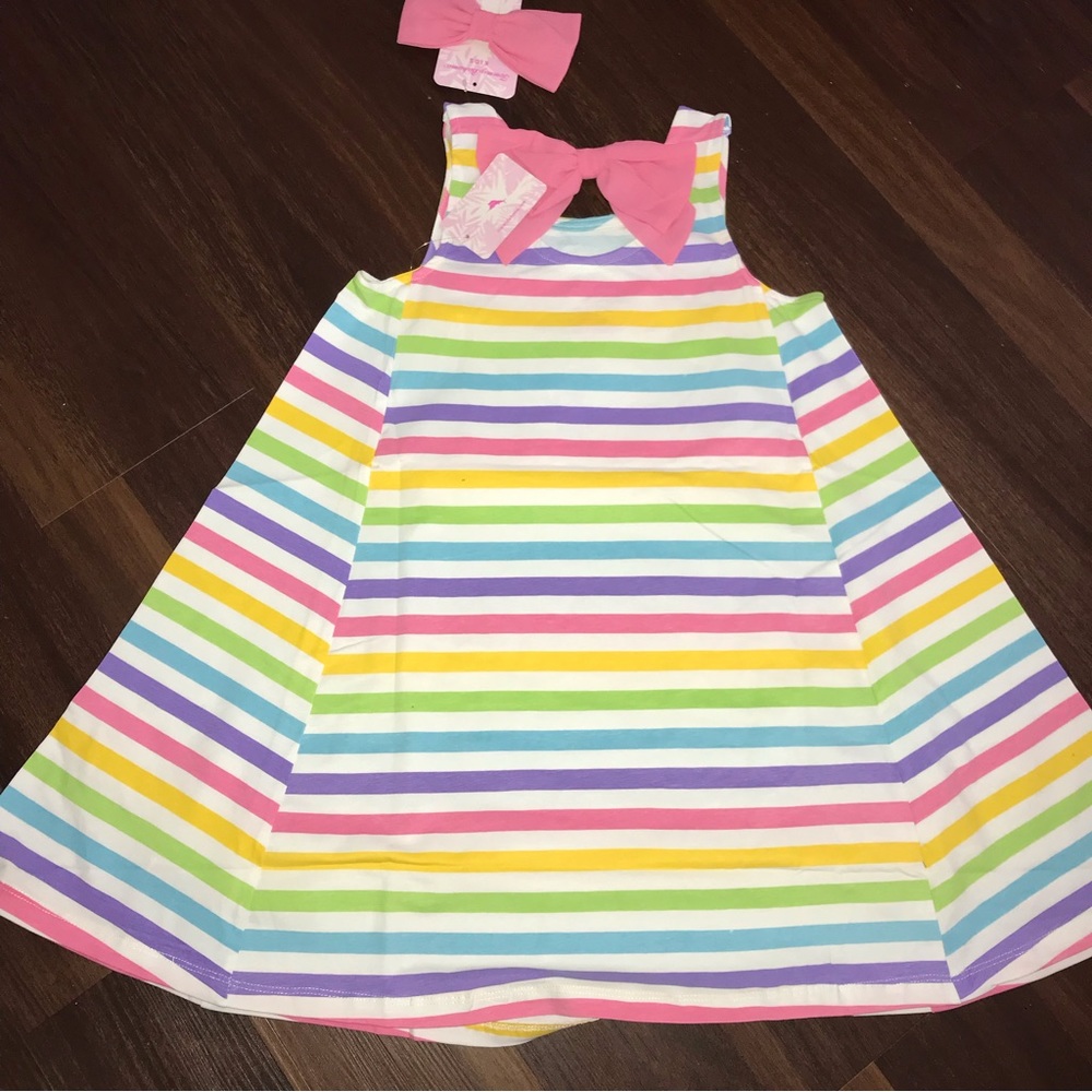 Tommy Bahama Rainbow 3D Rainbow Dress With Matching Hair Bow NWT - Picture 5 of 6